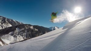 snowboarder, mountains